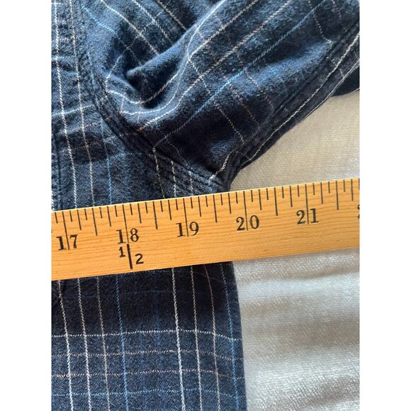 Velvet by Graham and Spencer Navy Plaid Button Down Long Sleeve Shirt - S - Picture 7 of 7